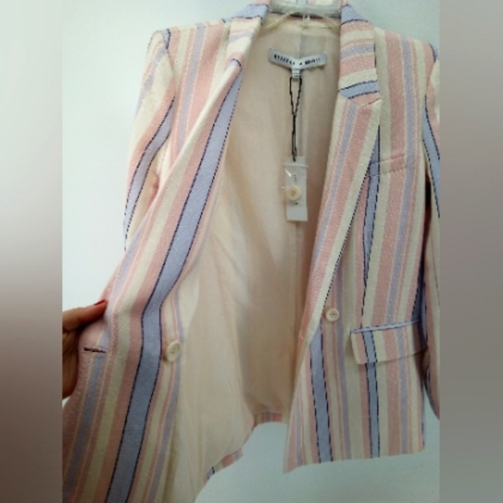 NWT $376 Rebecca Minkoff Grace Striped Double Breasted Jacket Capri Pants Suit 2 - Picture 10 of 16